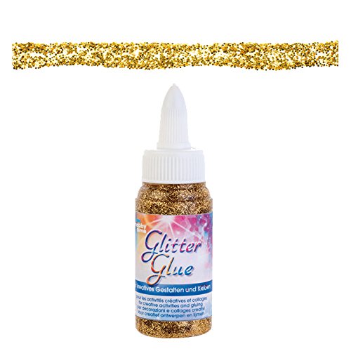 GLOREX Glitterglue Flasche 60ml Dosierverschluss, Glitter, Gold, 3,4 x 3,4 x 10,4 cm von Glorex