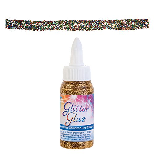 GLOREX Glitterglue Flasche 60ml Dosierverschluss, Glitter, Mehrfarbig, 3,4 x 3,4 x 10,4 cm von Glorex