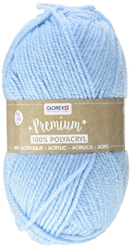 Glorex 5 1001 06 - Premium Wolle aus 100 % Acryl, leicht zu verarbeiten, vielseitig einsetzbar, wärmend, weich, nicht kratzend, 50 g, ca. 140 m, hellblau von GLOREX