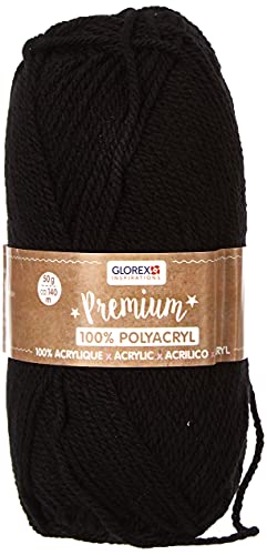 Glorex 5 1001 15 - Premium Wolle aus 100 % Acryl, leicht zu verarbeiten, vielseitig einsetzbar, wärmend, weich, nicht kratzend, 50 g, ca. 140 m, schwarz von Glorex