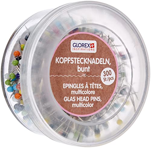 Glorex 5 2002 23 - Kopfstecknadeln, Stecknadeln mit Perlenkopf, bunt, Döschen mit 300 Stück, 30 mm x 0,65 mm, ideal für Näharbeiten, zum Abstecken von Stoff Glorex 5 2002 23 - Kopfstecknadeln, Stecknadeln mit Perlenkopf, bunt, Döschen mit 300 Stück, 30 mm x 0,65 mm, ideal für Näharbeiten, zum Abstecken von Stoff von GLOREX