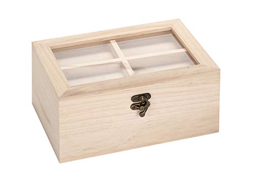 Glorex 6 1684 200 - Holzbox aus Kiefernholz mit Dekofächern im Deckel, ca. 24 x 16 x 11 cm, ideal zum Verschenken und Dekorieren von Glorex
