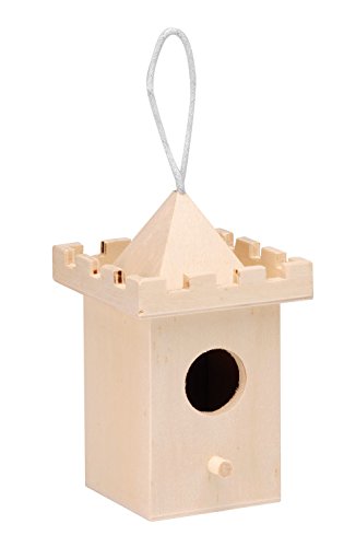 Glorex 6 2003 331 - Vogelhaus Burgturm aus Pappelholz, ca. 8 x 8 x 13 cm groß, FSC Mix, Vogelhäuschen zum Selbst bemalen, gestalten und verzieren von Glorex