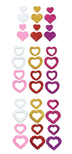Glorex 6 2247 712 - Moosgummi Sticker Herzen, selbstklebend, 72 Stück, sortiert in verschiedenen Motiven, ideal zum Verzieren und Dekorieren von Grußkarten, für Scrapbooking, usw. von Glorex