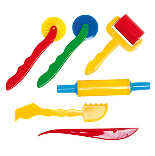 Glorex 6 8076 20 - Modellierwerkzeug für Kinder, 6 teiliges Set aus Kunststoff, zum bearbeiten von Knete und Modelliermassen von Glorex