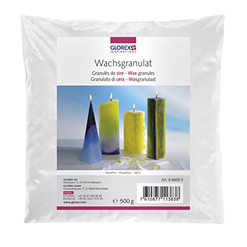 Glorex 6 8600 9 - Wachsgranulat in Pastillenform, 500 g, Kerzenwachs auf Paraffinbasis, zur Kerzenherstellung, gebrauchsfertig Glorex 6 8600 9 - Wachsgranulat in Pastillenform, 500 g, Kerzenwachs auf Paraffinbasis, zur Kerzenherstellung, gebrauchsfertig von GLOREX