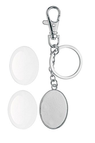 Glorex GmbH 6 1633 022 Cabochon Schlüsselanhänger, doppelseitig oval, 37 x 27 mm, silber von Glorex