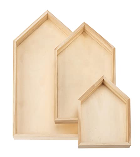 Glorex Tablett aus Holz, Natur, 20 x 40 x 5 cm/17 x 30 x 5 cm/14 x 20 x 5 cm von GLOREX