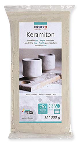 Keramiton weißModellierton Modelliermasse Tonmasse Töpferton Lufthärtend Basteln 1kg von Glorex