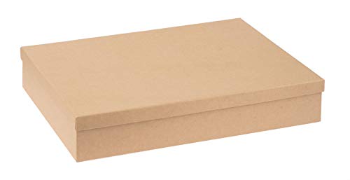 Glorex Pappbox rechteckig, Schachtel mit Deckel aus FSC zertifizierter Pappe, passend für DIN A4, zum Bekleben, Bemalen, für Decopatch oder Serviettentechnik, Braun Natur, ca. 24,7x34,7x6,4cm groß von GLOREX