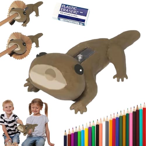 Little Lizard Pencil Sharpener, Manual Funny Green Lizard Compact Pencil Sharpener with Cute Cartoon Shapes for Kids, Adults, School, Office (1PC) von Glorihoby