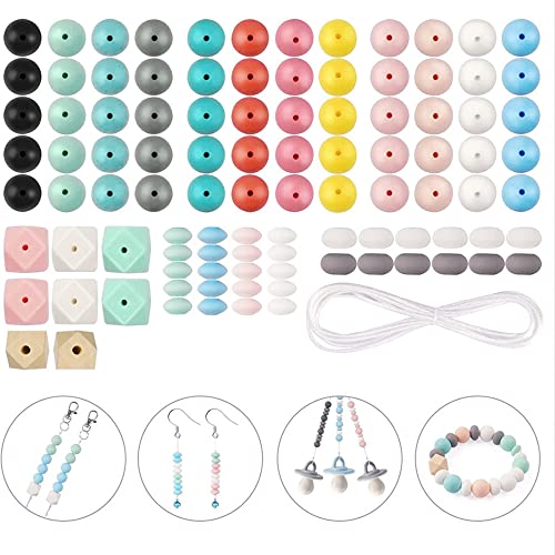 Glorlliant 100 Stück Silikonperlen für die Schmuckherstellung, Rund Polygon Lose Silikon Perlen mit 1,5 m Baumwollfaden Dekoration für DIY Handwerk Schmuck Armbänder Zubehör Glorlliant 100 Stück Silikonperlen für die Schmuckherstellung, Rund Polygon Lose Silikon Perlen mit 1,5 m Baumwollfaden Dekoration für DIY Handwerk Schmuck Armbänder Zubehör von Glorlliant
