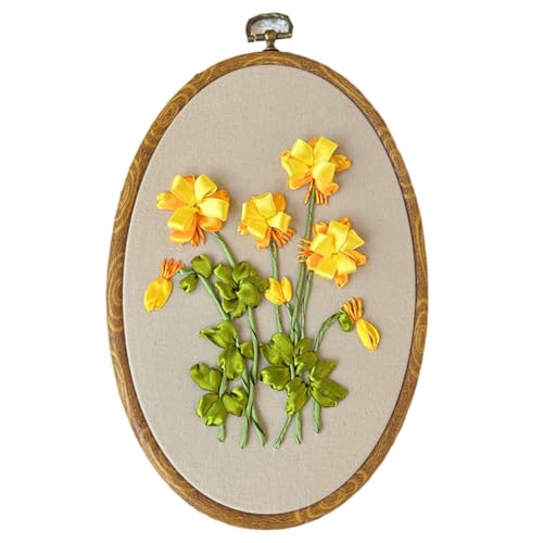 Glorlliant Band-Stickset, Seidenband-Sticksets für Anfänger, Stickerei-Starter-Kits, Kreuzstich-Set, Blumen-Stickset, Nadelspitzen-Set enthält Reifen, Stoffe mit Mustern, Faden Glorlliant Band-Stickset, Seidenband-Sticksets für Anfänger, Stickerei-Starter-Kits, Kreuzstich-Set, Blumen-Stickset, Nadelspitzen-Set enthält Reifen, Stoffe mit Mustern, Faden von Glorlliant