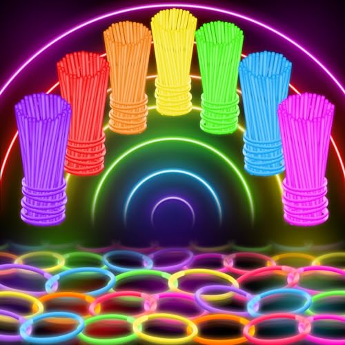 Glow Mind 100 Ultra Helle Knicklichter Party Set für Kinder – Leuchtende Armbänder und Halsketten - Neon-Leuchtstäbe Knicklicht für Festival, Hochzeit, Weihnachten und Silvester von Glow Mind