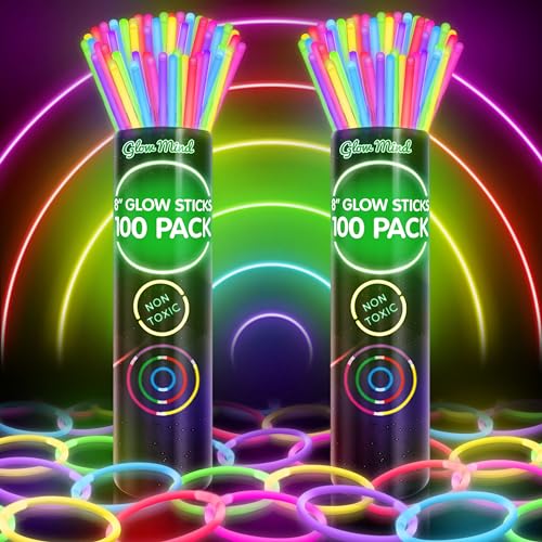 Glow Mind 200 Ultra Helle Knicklichter Party Set für Kinder – Leuchtende Armbänder und Halsketten - Neon-Leuchtstäbe Knicklicht für Festival, Hochzeit, Weihnachten und Silvester Glow Mind 200 Ultra Helle Knicklichter Party Set für Kinder – Leuchtende Armbänder und Halsketten - Neon-Leuchtstäbe Knicklicht für Festival, Hochzeit, Weihnachten und Silvester von Glow Mind