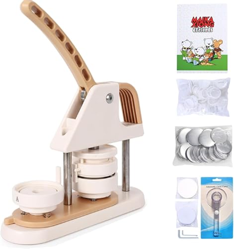 3. Generation, 58 mm Knopfmacher-Maschine, keine Installation, DIY-Abzeichen-Press-System mit 100 Stück Knopfteilen und Vorlagen, 5,8 cm Anstecknadel-Maker zum Basteln 3. Generation, 58 mm Knopfmacher-Maschine, keine Installation, DIY-Abzeichen-Press-System mit 100 Stück Knopfteilen und Vorlagen, 5,8 cm Anstecknadel-Maker zum Basteln von GlowGenesis