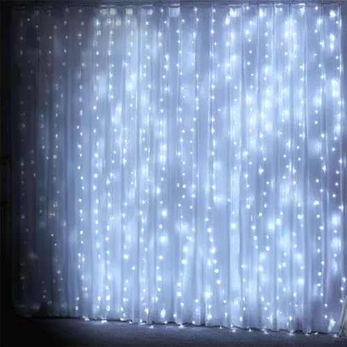 Glowster Flache Vorhanglichter, 3 AA, kaltweiß, 1 m x 1 m, ideal für die Dekoration von Räumen und zur Schaffung von Atmosphäre bei Partys oder Veranstaltungen. von Glowster