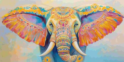 Diamond Painting Erwachsene, Groß Diamant Painting Bilder Elefant Farbe Diamant Malerei Set für Kinder DIY Mosaikherstellung Diamond Art Kits Zuhause Wanddekor Bastelset als Geschenke (30x60cm) l-160 von Glslmznq