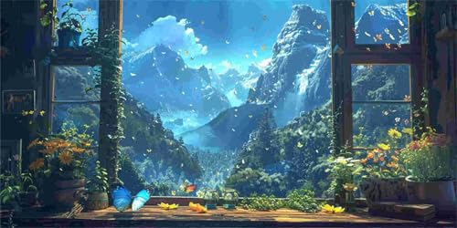 Diamond Painting Erwachsene, Groß Diamant Painting Bilder Fenster Aussicht Diamant Malerei Kinder DIY Mosaikherstellung Diamond Art Kits Zuhause Wanddekor Bastelset als Geschenke (30x60cm) l-140 von Glslmznq
