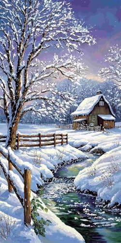 Diamond Painting Erwachsene, Groß Diamant Painting Bilder Winter Aussicht Diamant Malerei Set für Kinder DIY Mosaikherstellung Diamond Art Kits Zuhause Wanddekor Bastelset als Geschenke (30x60cm) l181 von Glslmznq