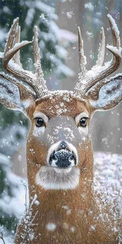 Diamond Painting Erwachsene Groß xxL, 5D DIY Diamant Painting Bilder für Kinder Anfänger, Runde Full Drill Winter Hirsch, Mosaikherstellung Bastelset für Haus Wanddekoration Geschenk 100x200cm o-183 von Glslmznq