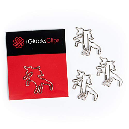 Büroklammern, 11x Büroklammer Motiv Einhorn, als Deko oder Lesezeichen. Paperclip I Paper Clips, Briefklammer oder Bookmark, für Büro oder Zuhause, C024 von GlückClips