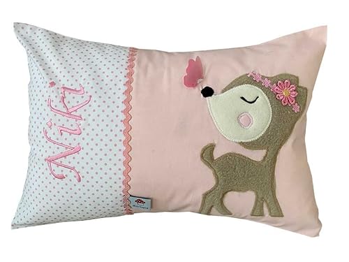 Glückspilz Namenskissen Babykissen I REH Bambi I mit Namen personalisiert I Geschenk zu Geburt, Taufe oder Geburtstag I Rot Rosa Glückspilz Namenskissen Babykissen I REH Bambi I mit Namen personalisiert I Geschenk zu Geburt, Taufe oder Geburtstag I Rot Rosa von Glückspilz-Shop