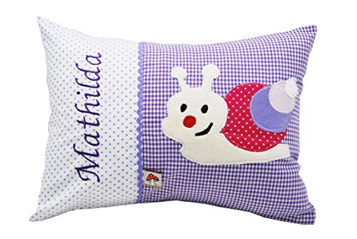 Glückspilz Namenskissen Babykissen I Schnecke I Lila I 25 x 35 cm von Glückspilz-Shop