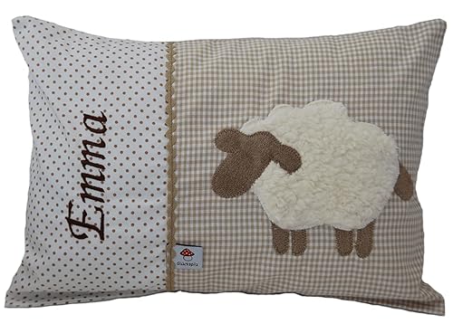 Glückspilz Namenskissen personalisiert, Babykissen mit Namen Bestickt, Schaf, Beige, 25 x 35 cm Glückspilz Namenskissen personalisiert, Babykissen mit Namen Bestickt, Schaf, Beige, 25 x 35 cm von Glückspilz-Shop