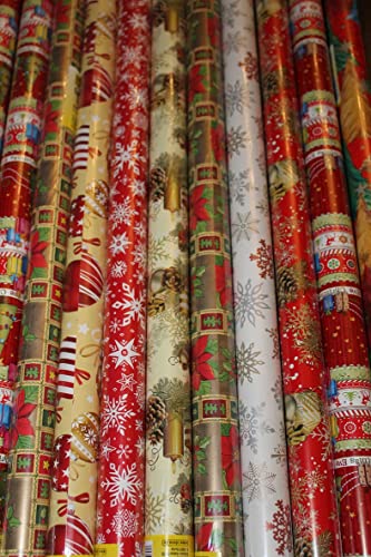 5 Rollen Weihnachtsgeschenkpapier, Geschenkpapier Weihnachten pro Rolle 2 m x 0,70 m unterschiedliche Muster und Farben (10 Stück) von Gluecksshop