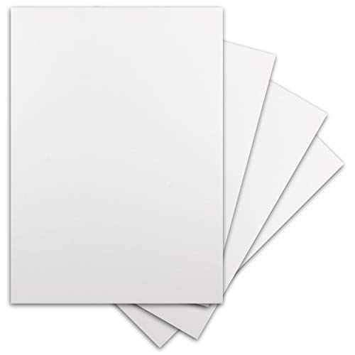 Glüxx-Agent 100 Blatt DIN-A5 Ton-Karton -300 g/m² Bastel-Papier - 14,8 x 21 cm - Weiss - geprägte Leinen-Struktur - Tonzeichenpapier zum Basteln - Fotokarton von Glüxx-Agent