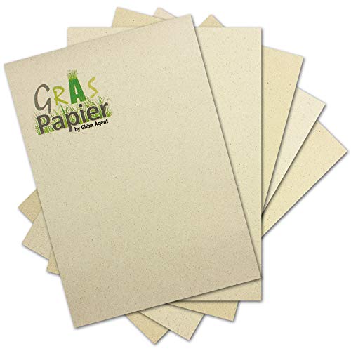 100x ÖKO Briefpapier aus Graspapier DIN A4 - Recycling Papier 280 g/m² - Umwelt Bastelpapier für Einladungen oder Menükarte - Glüxx Agent von Glüxx Agent