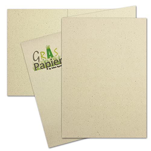 100x ÖKO Faltkarte aus Graspapier DIN A6 - 10,5 x 14,8 cm - Recycling Papier 280 g/m² - Umwelt Bastelpapier für Einladungen und Grußkarten - Glüxx Agent von Glüxx-Agent