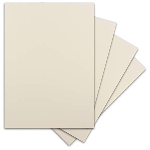 Glüxx-Agent 25 Blatt DIN-A5 Tonkarton - 300 g/m² Bastel-Papier - 14,8 x 21 cm - Farbe Creme-Vanille - geprägte Leinen-Struktur - Tonzeichenpapier zum Basteln - Fotokarton von Glüxx-Agent