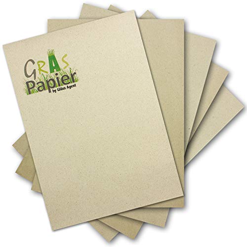 25x ÖKO Briefpapier aus Graspapier DIN A4 - Recycling Papier 100 g/m² - Umwelt Bastelpapier für Einladungen oder Menükarte - Glüxx Agent von Glüxx Agent
