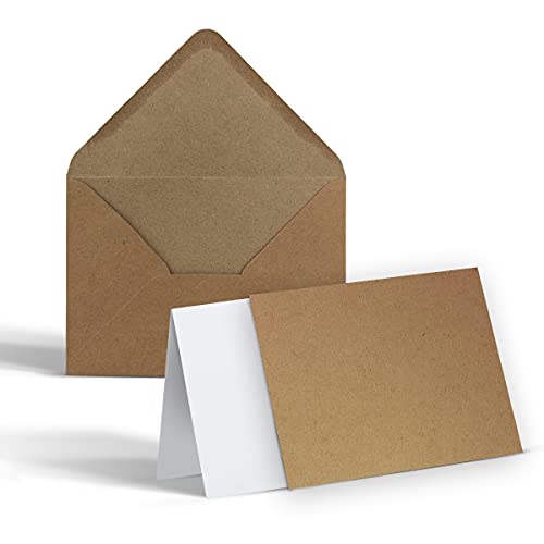 500 Karten Einleger Briefumschläge Set - Umschläge DIN C6 + blanko Klappkarten DIN A6 + Einleger - Umschläge mit Karten in Natur Kraftpapier Braun - Selber basteln Einladungskarten Weihnachtskarten von Glüxx-Agent