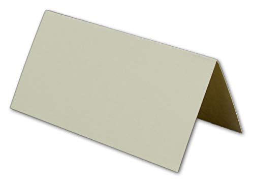 75 kleine creme-farbene neutrale universale stabile einfarbige Blanko -Tischkarten 8x4 cm Namens-Schilder Sitzkarten Platzkarten Preisschilder Tisch-Aufsteller mit JEDEM Stift beschreibbar von Glüxx-Agent