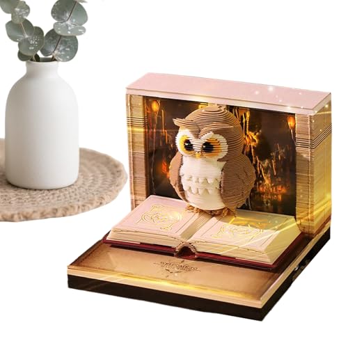 3D Memo-Block Zeitstück Kalender 2026,3D Abreiß Mini Tischkalender - Eulenförmiges Zeitstück Notizblock Für Weihnachten Einweihung Thanksgiving Büro Schreibtisch Deko von Glugahrif