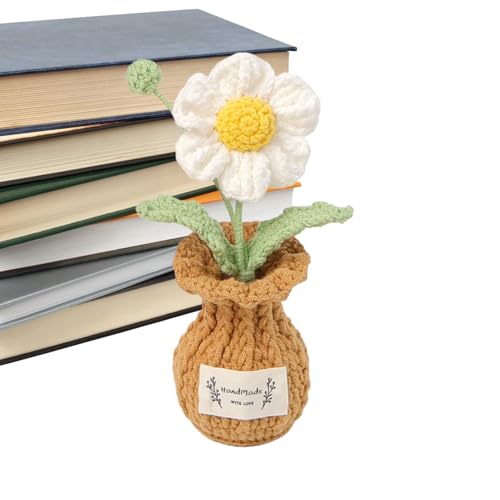 Glugahrif Häkelblume – Dekoration mit geflochtenen Blumen, lichtbeständig, für Büro, Fensterbank, Wohnzimmer, Schlafzimmer und Innen von Glugahrif