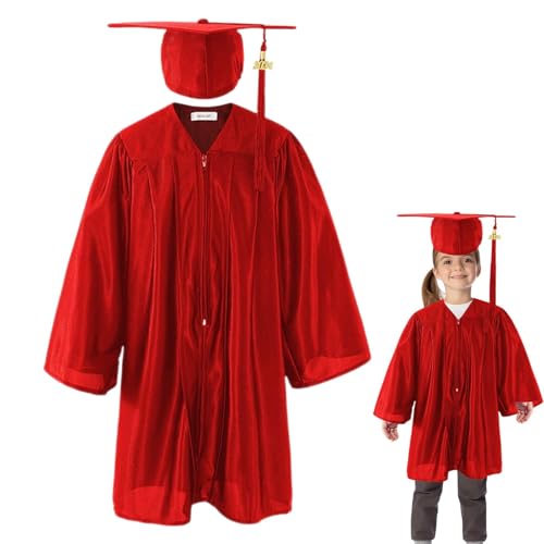 Kappe und Vorschulkleid, Kappe und Kleid für | Abschlusskleid und Decke, Abschlussanzug, Doktoranzüge in der Grundschule, Kostümzubehör, rot, 36 chiffres von Glugahrif