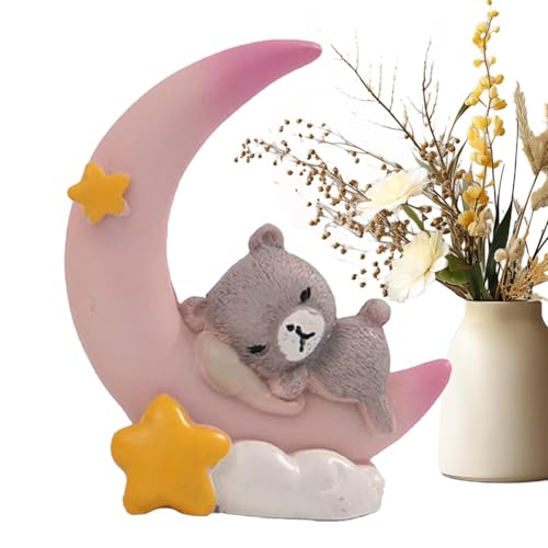 Süße Kuchen -Topper, Mondbärenkuchen -Topper | Desktop -Statue -Ornament - Harz Tabletop Statue Ornament, Home Dekoration Mondbärskulptur für Kuchen -Schreibtisch -Bücherregal von Glugahrif