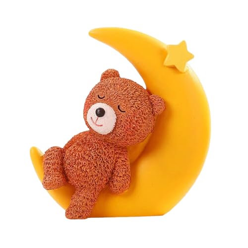 - und Mondkuchentopper, Bär schlafen auf Mondkuchen Topper - Harz -Cartoon -Statue -| Harz Tabletop Statue Ornament, Home Mondbärskulptur für Kuchen -Schreibtisch -Bücherregal von Glugahrif