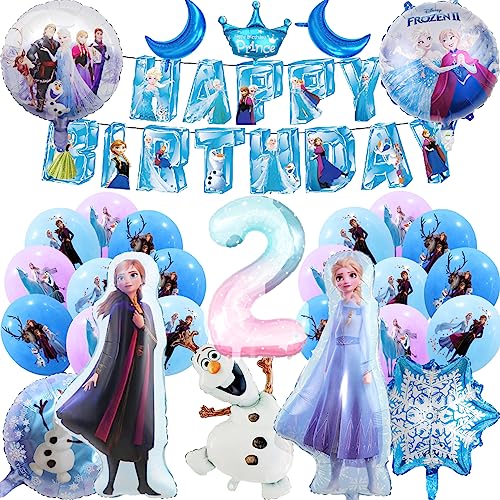 Geburtstag Party Dekoration Frozen Ballons Set mit Elsa Folie Ballon und Banner FROZEN Geburtstag Ballon Dekoration Set für Mädchen (2 Jahr) von Glurak