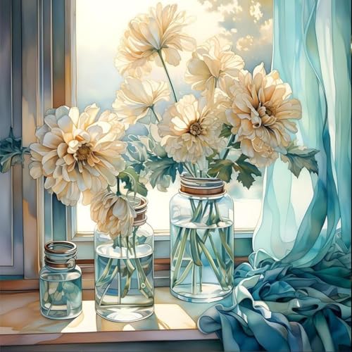 Glvomazty Diamond Painting Anhänger, DIY 5D Diamant Painting Windspiel Rotierendes Sonnenfänger Bastelset Kinder für Home Dekor, Kreative Geschenke (Frischblumenarrangement 30×40 cm) von Glvomazty