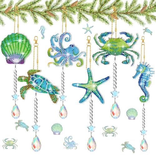Glvomazty Diamond Painting Anhänger DIY 5D Diamant Painting Windspiel Rotierendes Sonnenfänger Bastelset Kinder für Home Dekor, Kreative Geschenke von Glvomazty