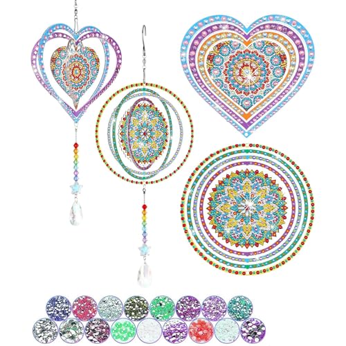 Glvomazty 2 Stück Diamond Painting Anhänger DIY 5D Diamant Painting Windspiel Rotierendes Sonnenfänger Bastelset Kinder für Home Dekor, Kreative Geschenke Glvomazty 2 Stück Diamond Painting Anhänger DIY 5D Diamant Painting Windspiel Rotierendes Sonnenfänger Bastelset Kinder für Home Dekor, Kreative Geschenke von Glvomazty