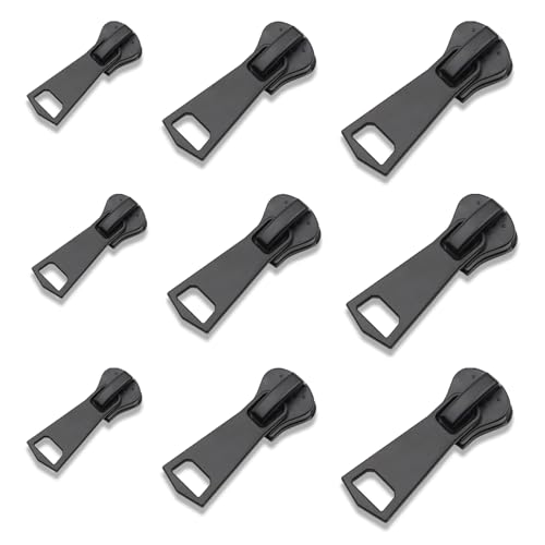 Glvomazty Abnehmbare Reißverschluss Zipper Reißverschluss Schieber Ersatz Reissverschluss Zipper Reparatur für Jacken, Rucksäcke, Koffer (Abschließbarer Reißverschluss 9 PCS) von Glvomazty