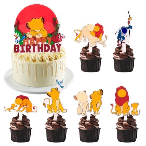 GlymzToy Tortendeko König der Löwen-Kuchendekoration Kindergeburtstag Deko Torte Dschungel Party Kuchendeko Geburtstagsdeko für Kinder Mädchen Junge 7PCS GlymzToy Tortendeko König der Löwen-Kuchendekoration Kindergeburtstag Deko Torte Dschungel Party Kuchendeko Geburtstagsdeko für Kinder Mädchen Junge 7PCS von GlymzToy
