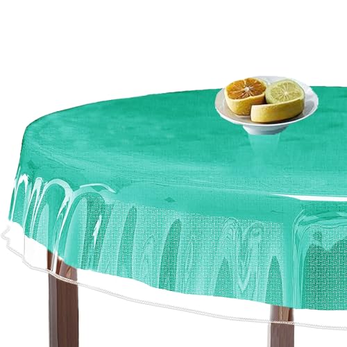 Transparenter Tischschutz, ovale transparente Vinyl-Tischdecke, Tischschutz, schützende Kunststoffabdeckung, transparent, für ovales Abendessen und Party, Schreibtisch, öldicht, wasserdicht, 152,4 x von Glyxorian