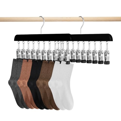 GmeDhc 2 Stück Sockentrockner Wäscheständer aus Holz, Winddicht Trockengestell mit 10 Clips für Socken, für Socken, Unterwäsche, Mütze, Schal, Handtücher, Schuheinlagen GmeDhc 2 Stück Sockentrockner Wäscheständer aus Holz, Winddicht Trockengestell mit 10 Clips für Socken, für Socken, Unterwäsche, Mütze, Schal, Handtücher, Schuheinlagen von GmeDhc
